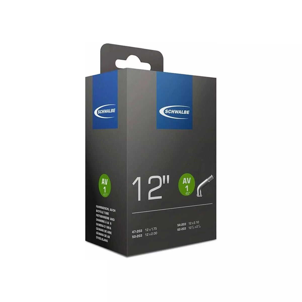 Schwalbe Sisärengas AV1 Schrader 45 Asteen Kulma, 47/62-203